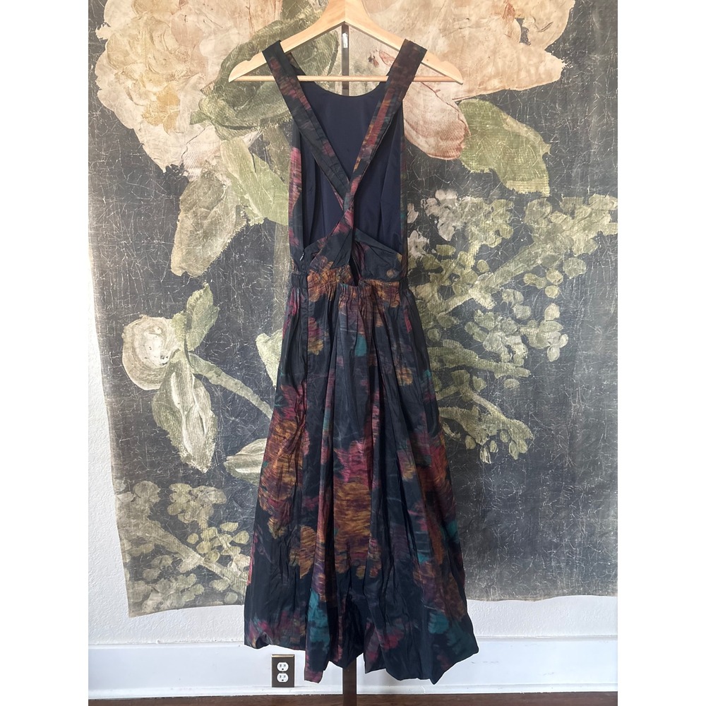 Ulla Johnson Leyna‎ Gathered Printed Taffeta Midi Dress Floral Open Back Size 6 - Picture 14 of 15